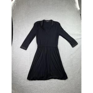Theory 3/4 Sleeve Black Dress Sz Small Petite Lined Silk Blend Nissia/Heart